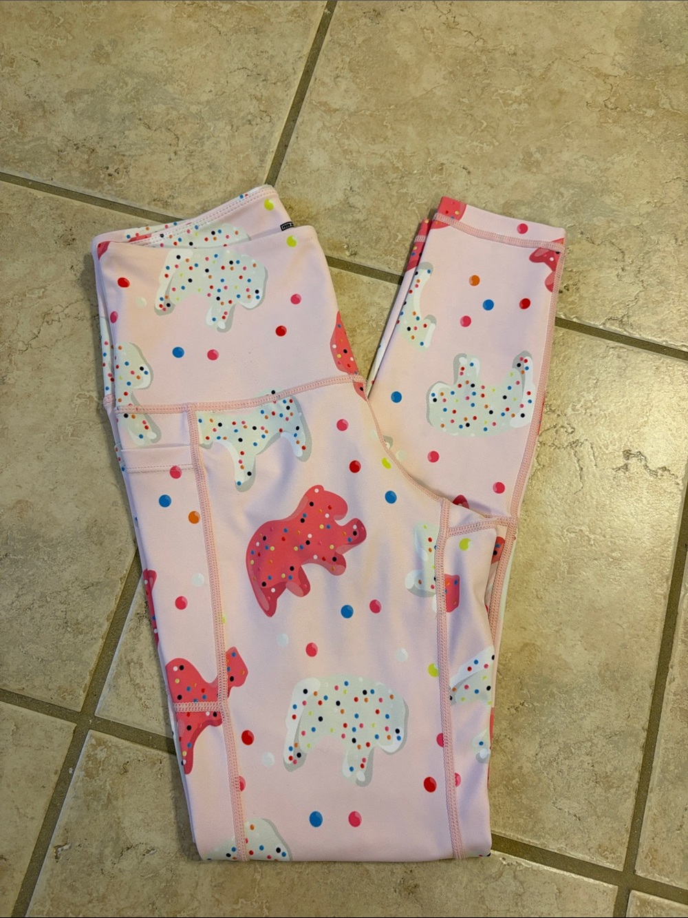 Feed Me Fight Me Pink Animal Cracker Polka Dot Leggings